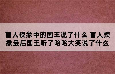 盲人摸象中的国王说了什么 盲人摸象最后国王听了哈哈大笑说了什么